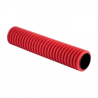 Труба гофрированная двустенная гибкая ПНД d 110 с зондом (50 м) красная, EKF